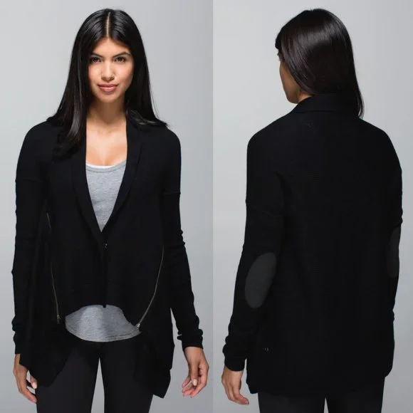 Lululemon Black 100 Merino Wool Wrap It Up Sweater